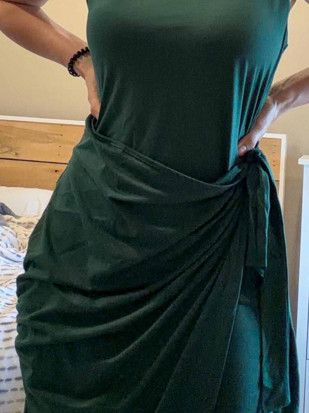 Cupshe Deep Green Side Tie Midi Dress